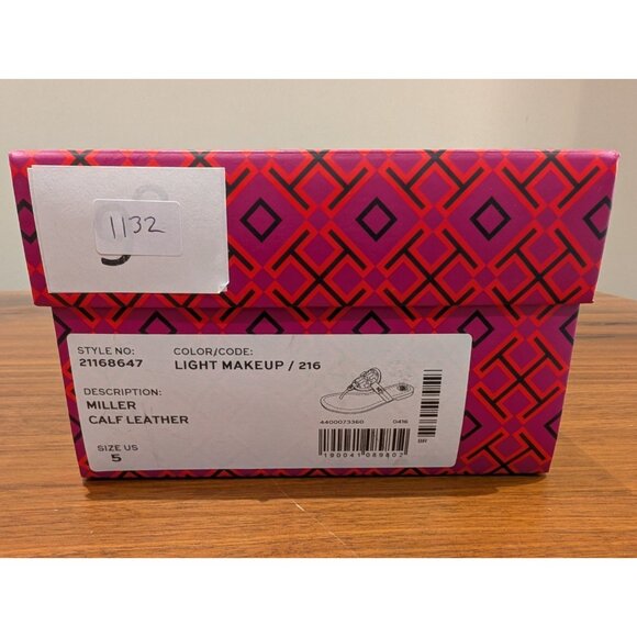 Tory Burch Miller Calf Leather Sandals Women's 5 NWT Light Makeup - Picture 9 of 10